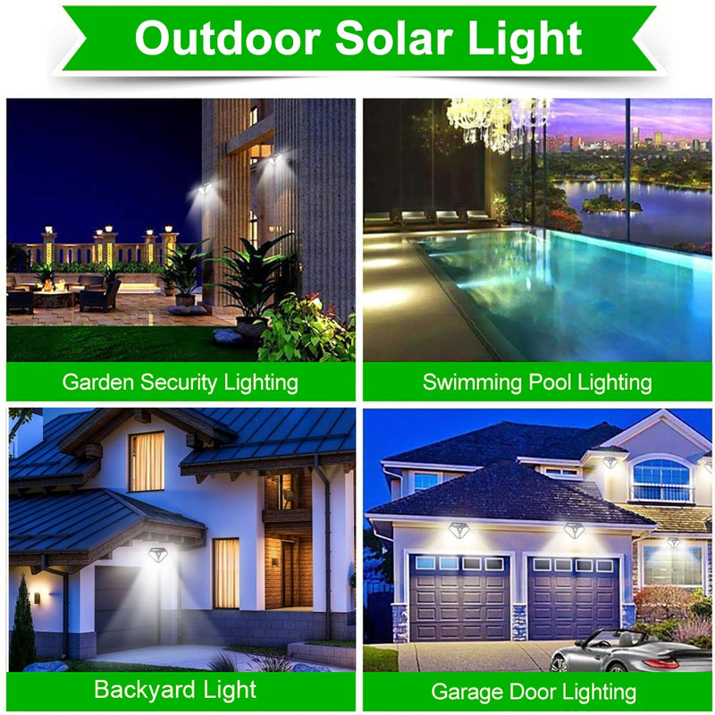 Goodland 102 LED-Solarleuchte für den Außenbereich, Solarlampe, angetrieben durch Sonnenlicht, 3 Modi, PIR-Bewegungssensor für Gartendekoration, Wall Street