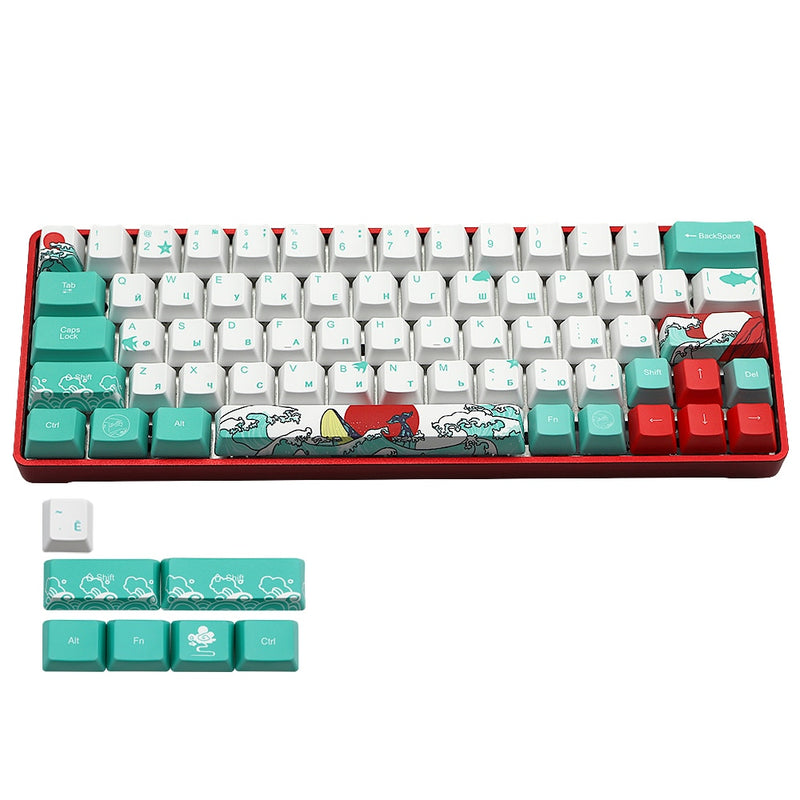 Mechanische Toetsenbord Coral Sea Keycap dz60/poker/GK61/GK64 Dye Sublimation PBT Keycap OEM 71 key Korean Japanese Character