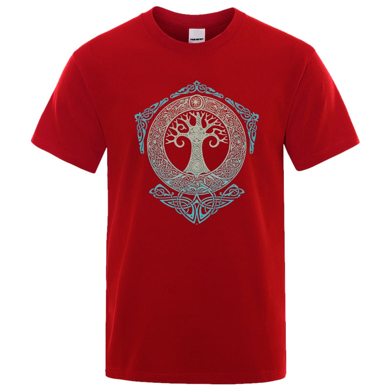 Yggdrasil T Shirt World Tree Men Tops Fashion Pattern Tee 2022 Summer Brand T-Shirt Odin Aesir Nordic Mythology Men&