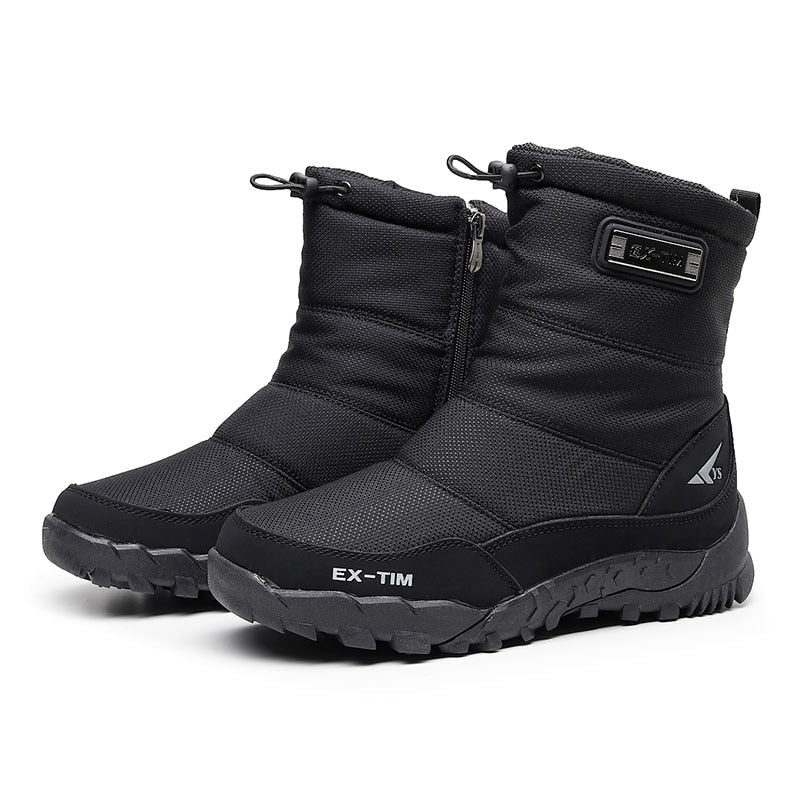 Botas de nieve para hombre, zapatos de senderismo, botas impermeables de invierno con piel, zapatos de invierno antideslizantes para exteriores, botas para hombre, plataforma gruesa de felpa cálida