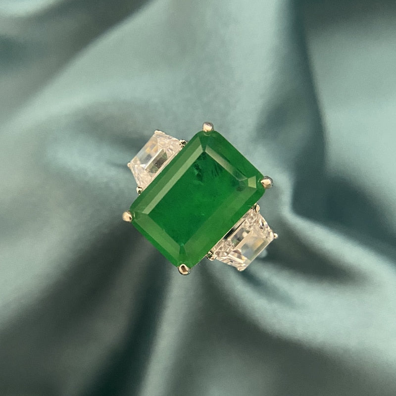 OEVAS 100% 925 Sterling Silver Created Moissanite Emerald Gemstone Birthstone Wedding Engagement Ring Fine Jewelry Wholesale