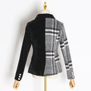 TWOTWINSTYLE Velour Patchwork Wool Plaid Blazer Coat Female Long Sleeve Asymmetrical Women's Suits 2022 Spring Fashion Clothes