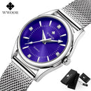 WWOOR Small Watch Women Luxury Brand Everyday Dress Bracelet Watches Silver Stainless Steel Diamond Wrist Watch For Women Clocks