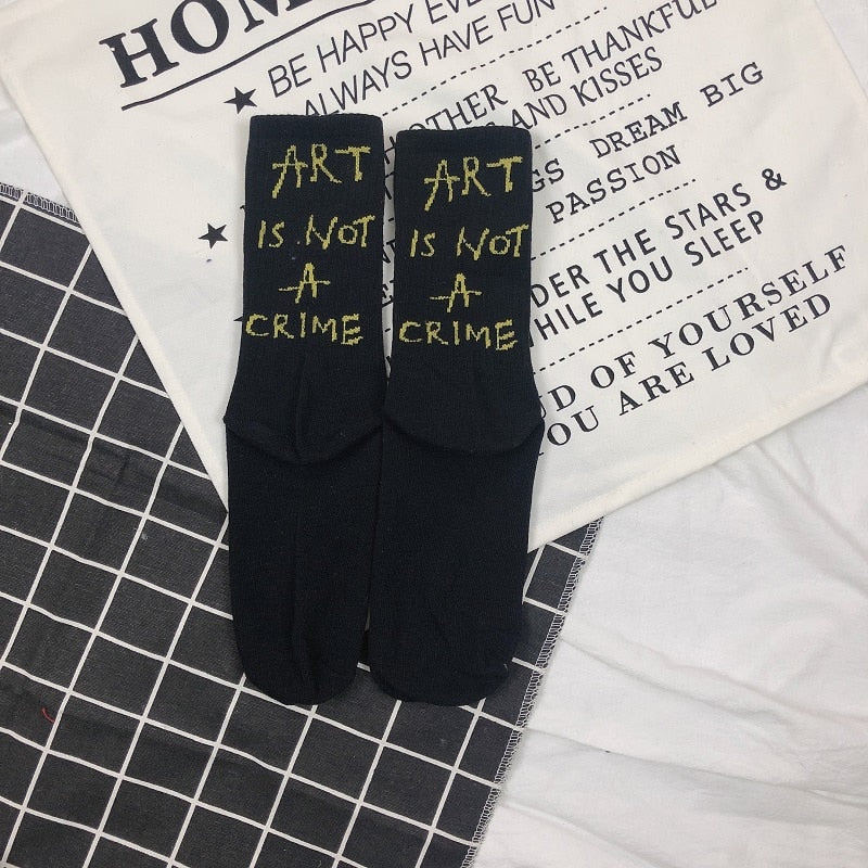 Calcetines Harajuku estampados Vintage con letras para mujer, calcetines divertidos a la moda para monopatín, calcetines geniales para mujer, calcetines cortos informales de algodón Hipster