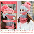 2020 New 3 Pieces Set Women's Knitted Hat Scarf Caps Neck Warmer Winter Hat For Ladies Girls Skullies Beanies Warm Fleece Caps