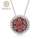 GEM'S BALLET 11.65Ct Natural Red Garnet Gemstone Pendientes Anillo Set 925 Sterling Silver Round Jewelry Set Para Mujer Boda