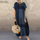 ZANZEA Bohemian Polka Dot Printed Long Dress 2022 Women's Summer Sundress Casual Short Sleeve Plaid Party Vestido Robe