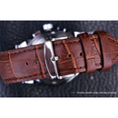 Forsining Moon Phase Shanghai Movimiento Caja de oro rosa Correa de cuero marrón Reloj de hombre Marca de lujo Reloj automático de viento automático