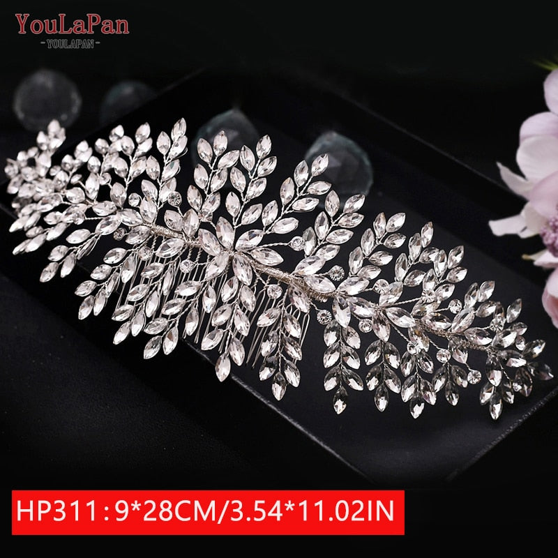 YouLaPan HP312 Bridal Hair Pieces Bridemaids Head Pieces Crystal Headbands for Women Jeweled Hair Accessories Rhinestone Tiara