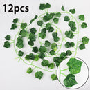 12pcs Artificial Plants Balcony Decorations Liana Led Leaf Garland Silk Rattan Leaf Vine Room Decor Home Living Exterior Terrace