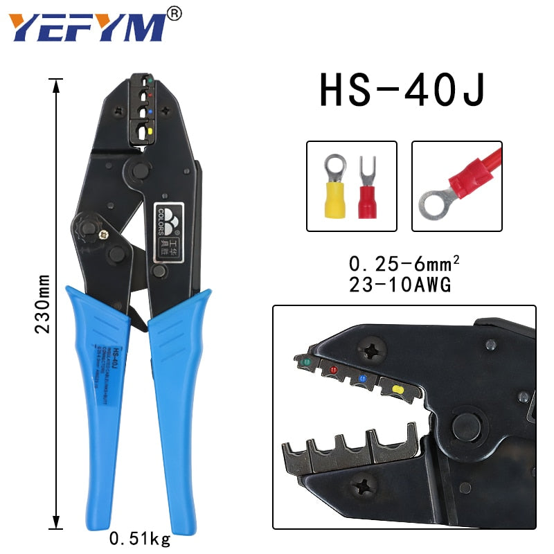 Alicates de engaste Herramientas de abrazadera Tapa/Kit de terminales de cable coaxial 230 mm HS-40J Multifuncional YEFYM Acero al carbono Multifuncional