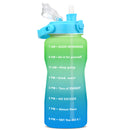 Quifit Gallon 2L Water Bottle with Straw 3.8 &amp; 2 Litre Large Capacity Tritan BPA Free Motivational Quote Time Marker 2000ml Jug