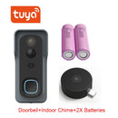 Tuya Wireless WiFi 1080P Video Doorbell with Battery USB Chime Compatible with Google and Alexa, Waterproof doorbell Smart lIfe
