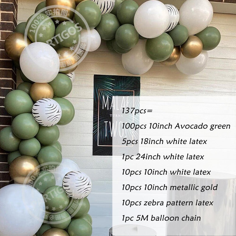 1set Retro grüner Ballon Garland Arch Kit Avocado grüner Ballon Hochzeit Geburtstag Party Dekorationen Babyparty Kinder Dekoration