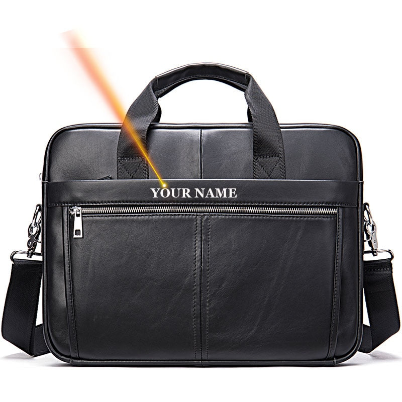 Westal Herren Aktentaschen Umhängetasche Herren Echtleder 14 Zoll Laptoptasche Herren Leder Büro Business Taschen für Dokument 8572