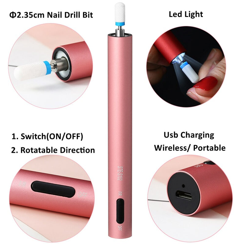 Elektrisches tragbares Maniküre-Maschinen-Set LED-Mini-Nagelbohrer-Stift-Bits-Schneider zum Entfernen von Gel-Lack-Nagel-Pediküre-Schleifwerkzeugen