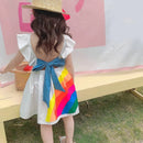 Humor Bear  Summer New  Sleeveless Cute Girl Dress Toddler Kid Princess Party Dress Print Back Bow Baby Kids Clothes