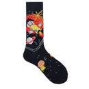 Happy Funny Unisex Painting UFO Astronaut Outer Space Rocket Star War Men Crew Socks Streetwear Cotton Male Skateboard Dress
