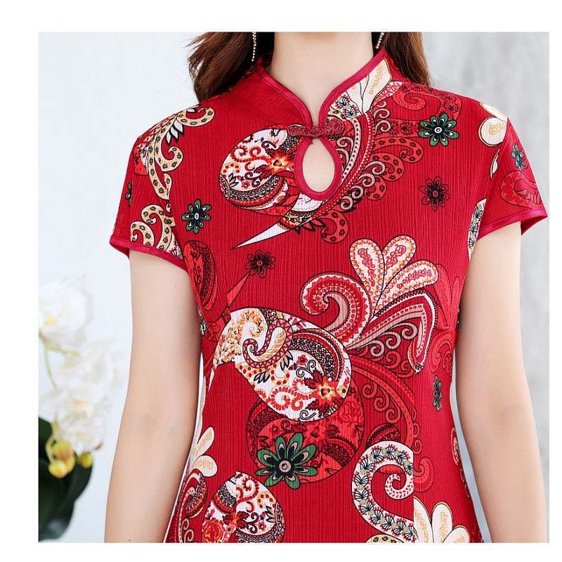 Woman Chinese Cheongsam Vintage Qipao Dress Retro Short Sleeve Oriental Traditional Lady Elegant Wedding Party Dresses 2022 New