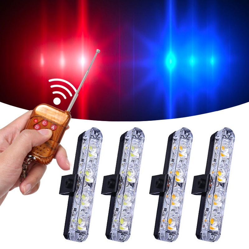 Parrilla Coche Policía Luz LED Estroboscópica Rojo Azul Emergencia Control remoto inalámbrico Señal de flash Bombero Beacon Lámpara de advertencia