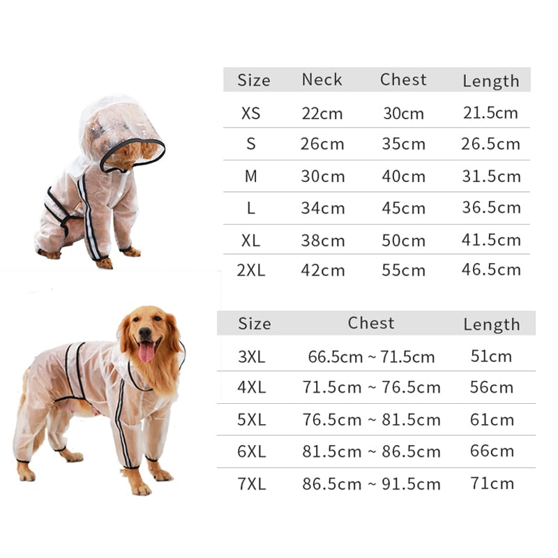 Chubasquero para perros grandes Hoopet, ropa para perros, chubasquero transparente, abrigo impermeable ligero, chubasquero para perros pequeños