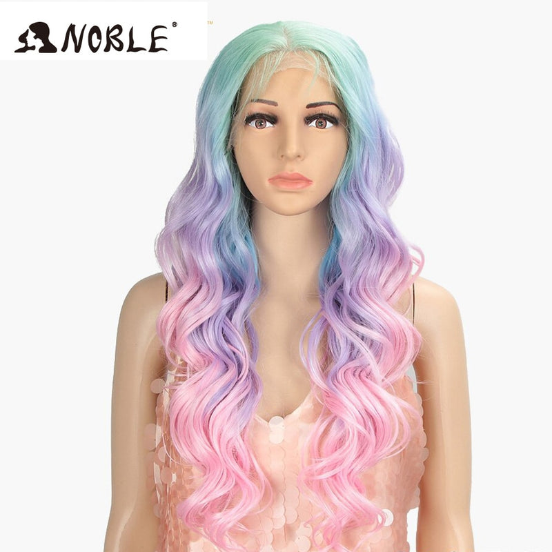 Noble Synthetic Lace Front Wig  ombre blonde Wig 30 Inch Long wavy Lace Front Wig  Synthetic Wigs For Black Women Maycaur wig