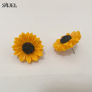 Pendientes de girasol de dibujos animados SMJEL para mujer, pendientes llamativos de flor de sol grande a la moda, joyería coreana, regalos para mejores amigas
