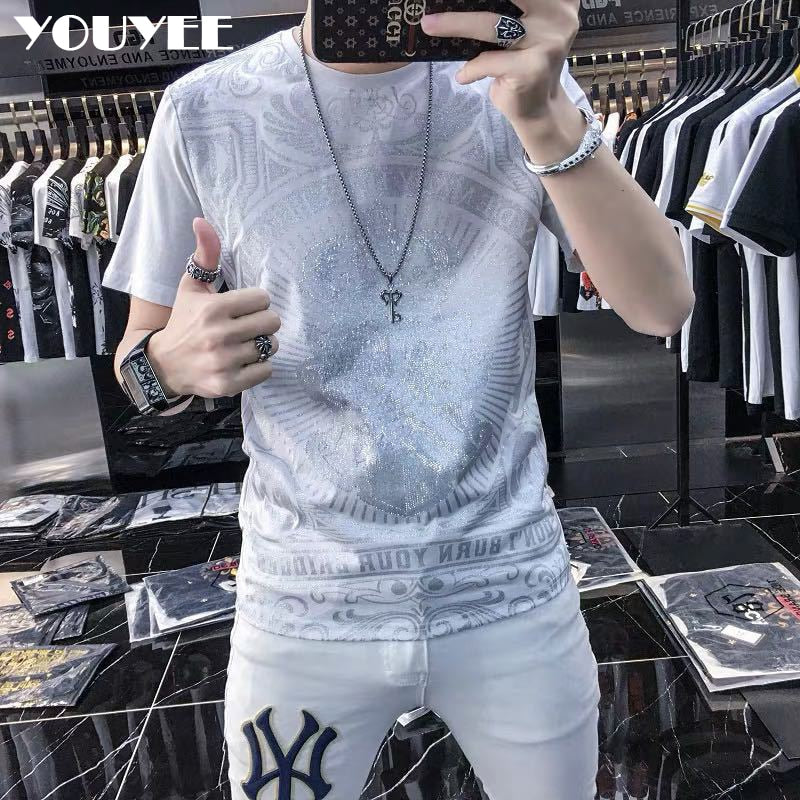 Men's Short Sleeve O-Neck T- shirt YOUYEE 2021 Summer Young Fashion Hip-Hop High Quality Trendy Streetwear Male Tees Top Clothes