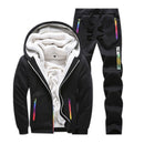 Tracksuits Men Sweatshirt Sporting Sets Winter Warm Thick Casual Fleece Suit Jacket+Pants 2PCS Men&