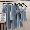 Kimono Robe Gown Women Lace Pajamas Sets Veste Polaire Suit Nightwear Bathrobe Summer Sleepwear Loose Pyjamas Pour Femme