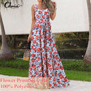 Vestido largo bohemio de verano para vacaciones, vestido de playa con estampado Floral Celmia para mujer, vestido veraniego Maxi sin mangas, Vestidos de fiesta holgados informales