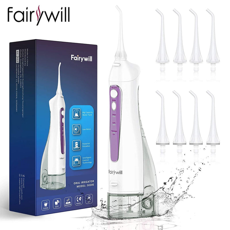 Irrigador Oral portátil Fairywill, USB, 300ml, recargable, irrigador Dental, limpiador de dientes, 3 modos para adultos