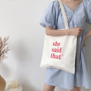 Women Canvas Shopping Bag Youth Letters Print Female Cotton Cloth Shoulder Bag Eco Handbag Tote Reusable Grocery Shopper Bags