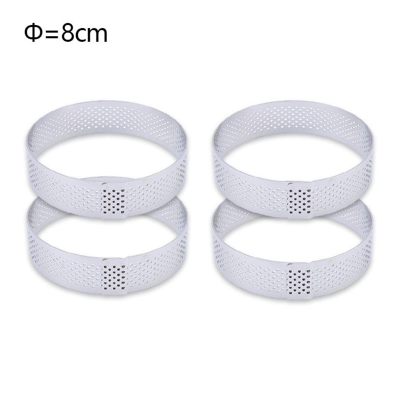 6 8 10 CM Stainless Steel Tart Mold Ring Tartlet Cake Mousse Molds Cookies Pastry Circle Cutter Pie Ring Perforated