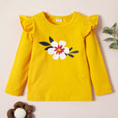 Paquete de 3 camisetas PatPat para niñas, camisetas de 3 uds., camisetas de manga larga con puntos florales de otoño y primavera, conjuntos de camisetas, ropa para niños
