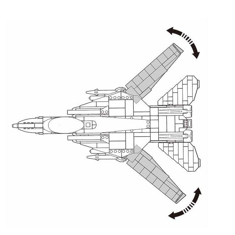 404PCS Air Force F-14 Panda Fighter Model Bricks Aircraft Plane Aviation Creative War Military Building Blocks Toys for Children