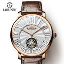 Suiza marca de lujo hombres esqueleto reloj cuero gaviota movimiento automático hombres reloj negocios relogios masculino impermeable