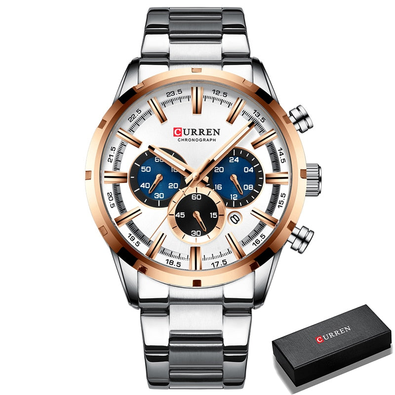 Reloj CURREN para hombre, marca superior, relojes deportivos de cuarzo de lujo para hombre, reloj de pulsera cronógrafo resistente al agua de acero completo, reloj Masculino