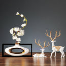 Chinese Style Creativity Ceramic Vase Wooden Frame Retro Openwork Vase Modern Home Flower Arrangement Decoration Flower Vases