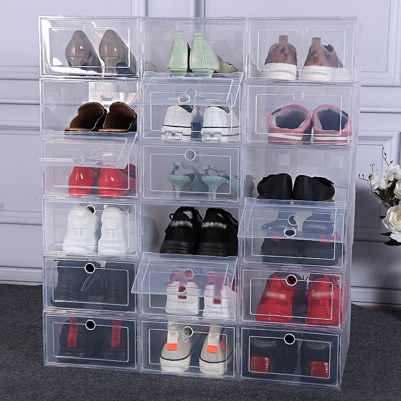 6pcs Plastic Box Storage Transparent Shoes Box Organizer Drawer Modern Organizer Boxes Container Shoes For Storing Boxes Storage