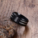 Vnox 12 Horoscope Ring for Men Black Stainless Steel Twisted Wia Insert Tough Man Anel Aries Leo Constellation Wedding Band