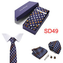Gift Box 38 styles Tie Set Hanky Cufflinks With Gift Box Jacquard Woven Neckties Set For Men Wedding Party Lots of  accessories