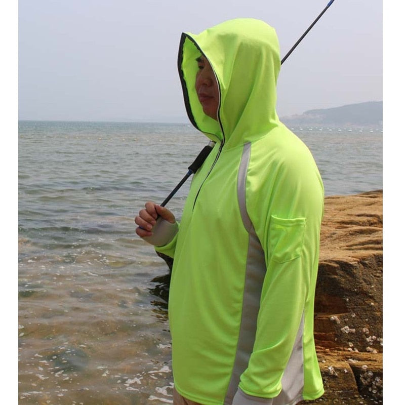 Men Fishing Shirt Anti UV Clothes Sun Protection Hoody Pullover Quick Dry Breathable Fishing Sweater Wears Hiking Climbing Shirt