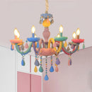 Rainbow Crystal Chandelier European Candle Bedroom Children's Room American Girl Princess Makaron Pendant Chandeliers Lighting