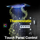 Sistemas de ducha LED con música Bluetooth, juego de ducha de lluvia, grifo de baño de cascada, mezclador termostático oculto, cabezal de ducha cromado