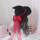 High Quality Lolita Halloween Lolita ROSE Large Bow Halloween Witch Cap Witch Hat Mo Nv Mao