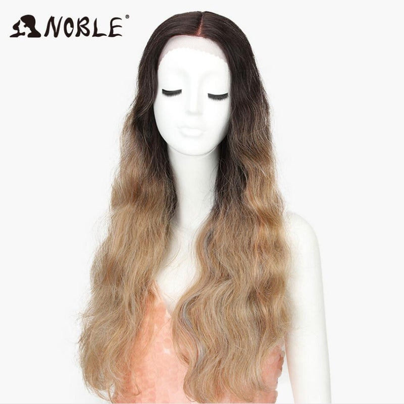 NOBLE Cosplay Long Wavy Wigs for Black Women Synthetic Blonde Wigs 30 Inch Heat Resistant African American Synthetic Lace Wig