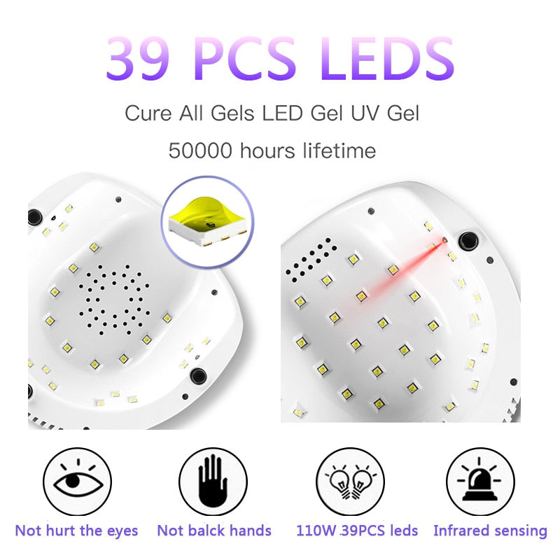 2020 86W lámpara LED UV secador de uñas para manicura con 39 Uds. LED lámpara de secado de uñas de secado rápido luz de curado para todos los esmaltes de Gel