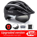 Victgoal Bicycle Helmet LED Moutain Road USB Rechargeable Light Cycling Helmet For Man Sun Visor Goggles Men MTB Bike Headgear