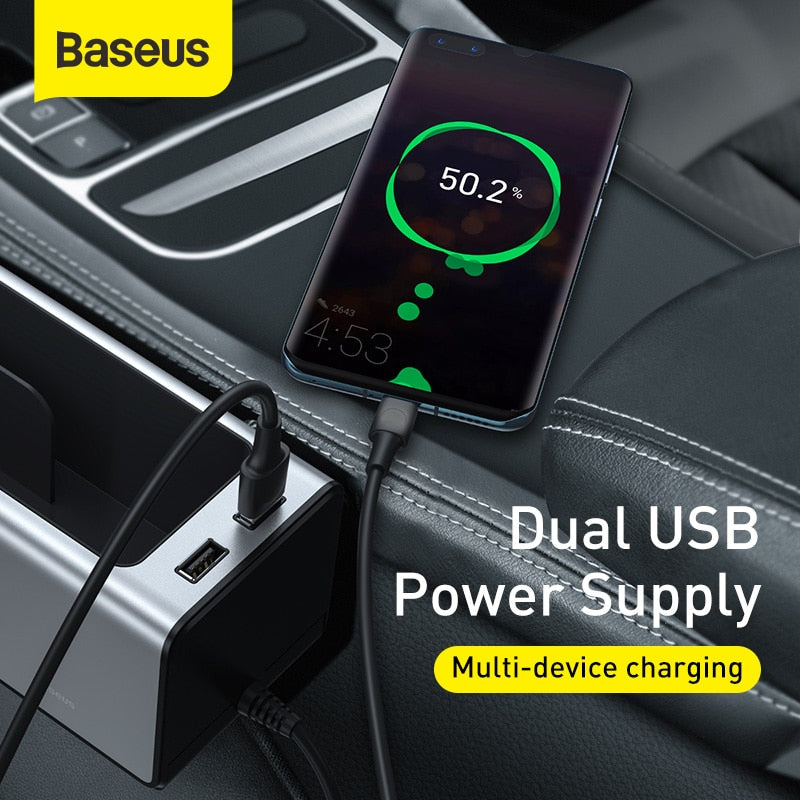 Baseus Autositz-Organizer Auto-Aufbewahrungsbox Seat Gap Aufbewahrungsbox mit zwei USB-Anschlüssen für Kartenbecherhalter Autozubehör